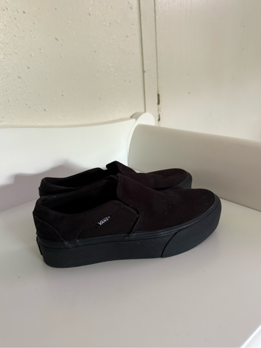 Vans Classic Slip-On Platform Sneakers in Black